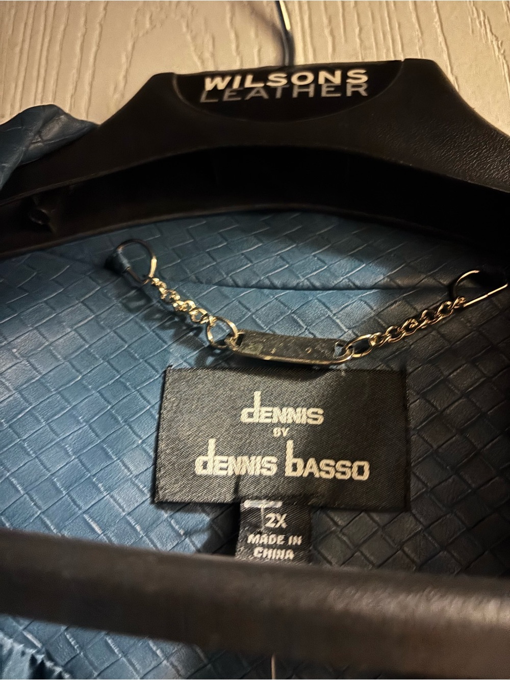 dennis basso Teal Quilted Leather Jacket